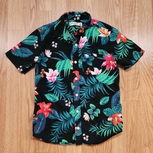 Abercrombie Kids Black Tropical Button Down Shirt